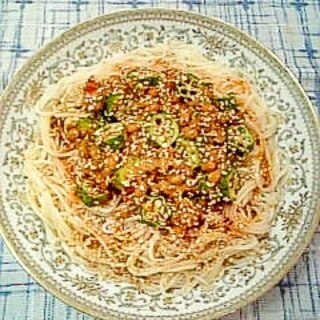 ☆オクラ納豆ぴり辛素麺☆